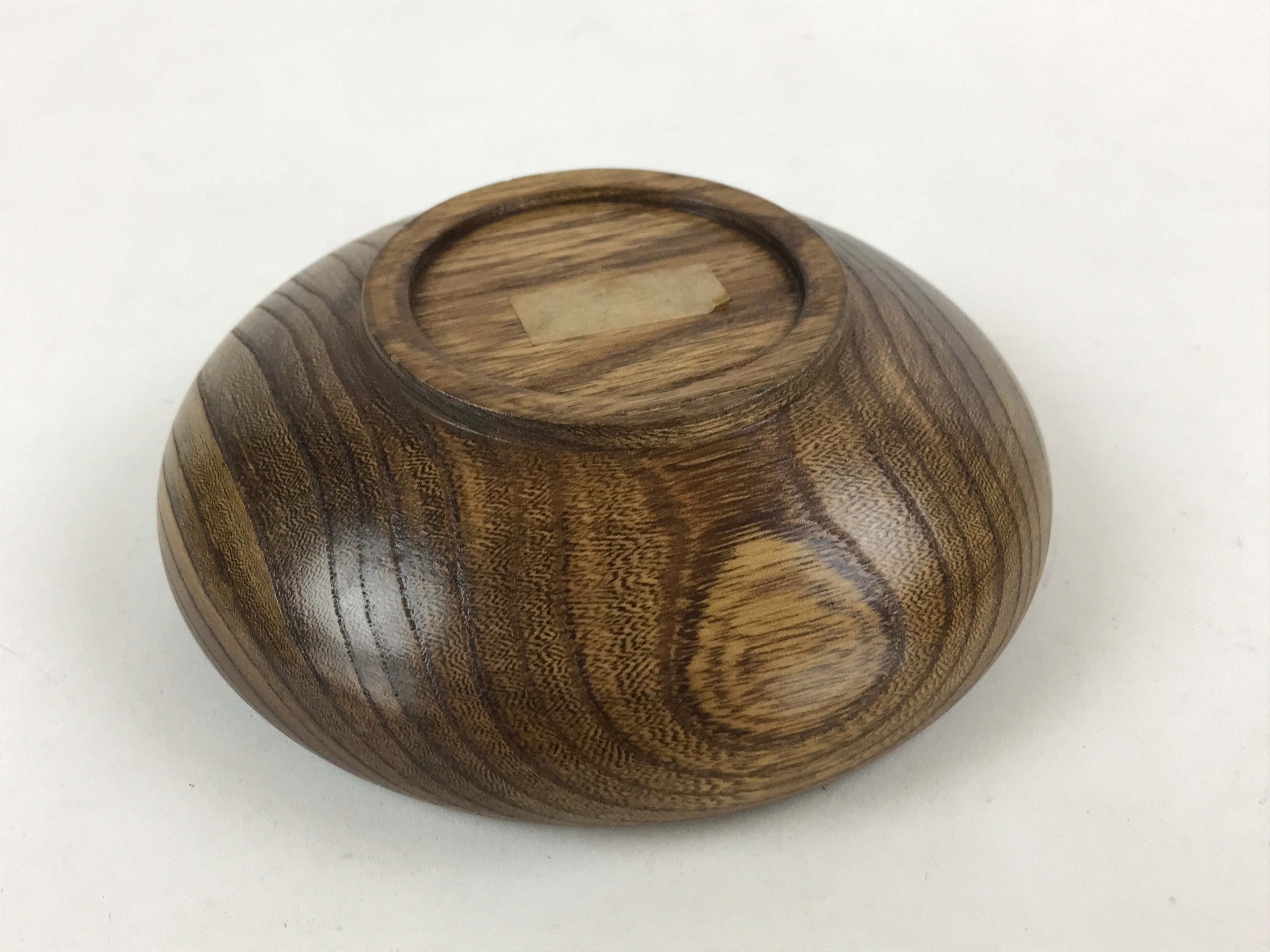 Japanese Wooden Kashiki Snack Bowl Vtg Kashibachi Small Round Brown L53