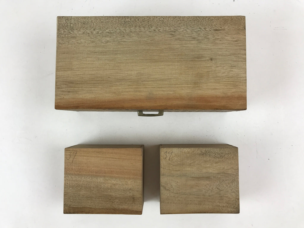 Japanese Wooden Keshobako Cosmetics Jewelry Box Vtg Yosegi-Zaiku 3 Drawers T351