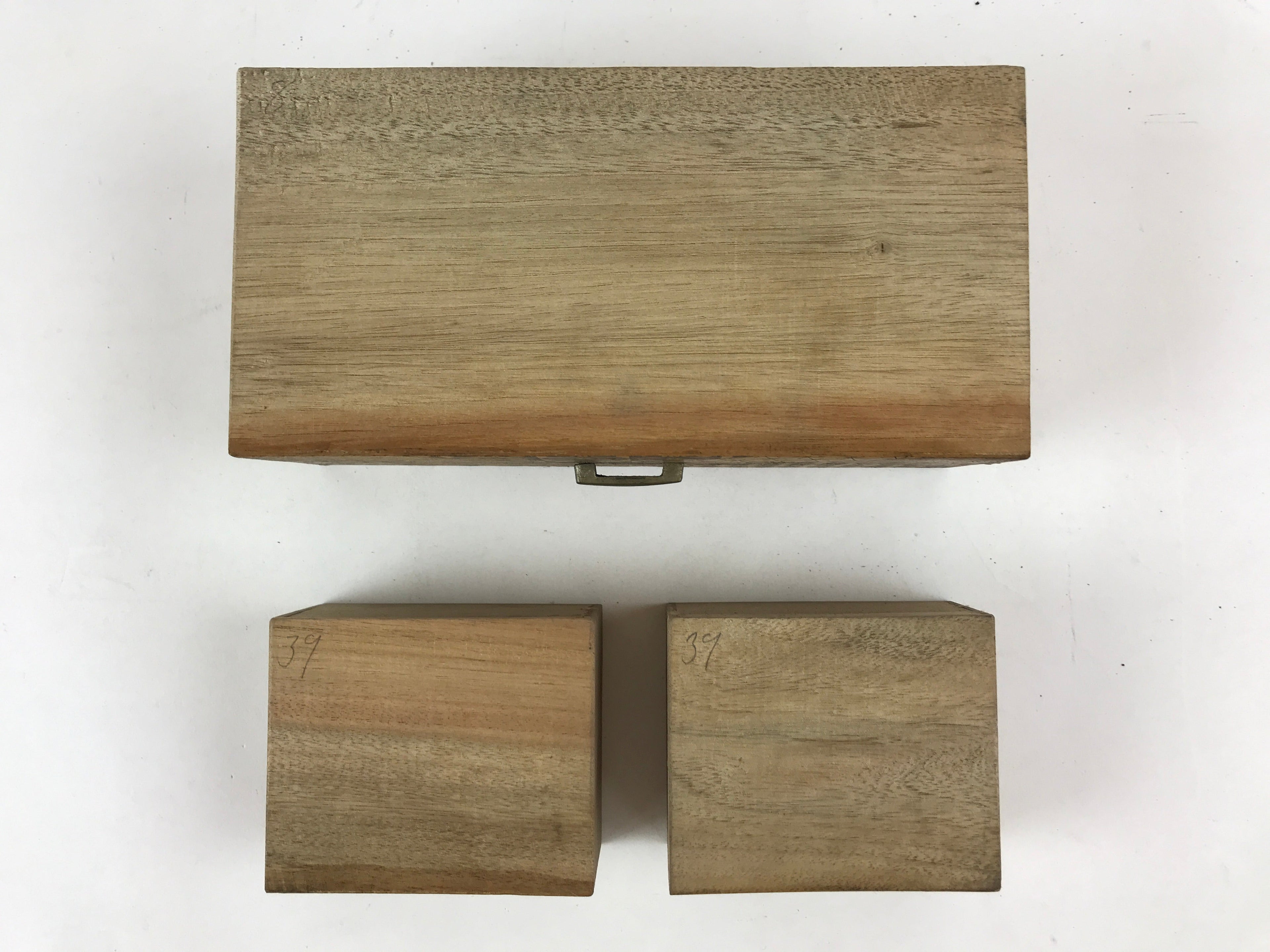 Japanese Wooden Keshobako Cosmetics Jewelry Box Vtg Yosegi-Zaiku 3 Drawers T351