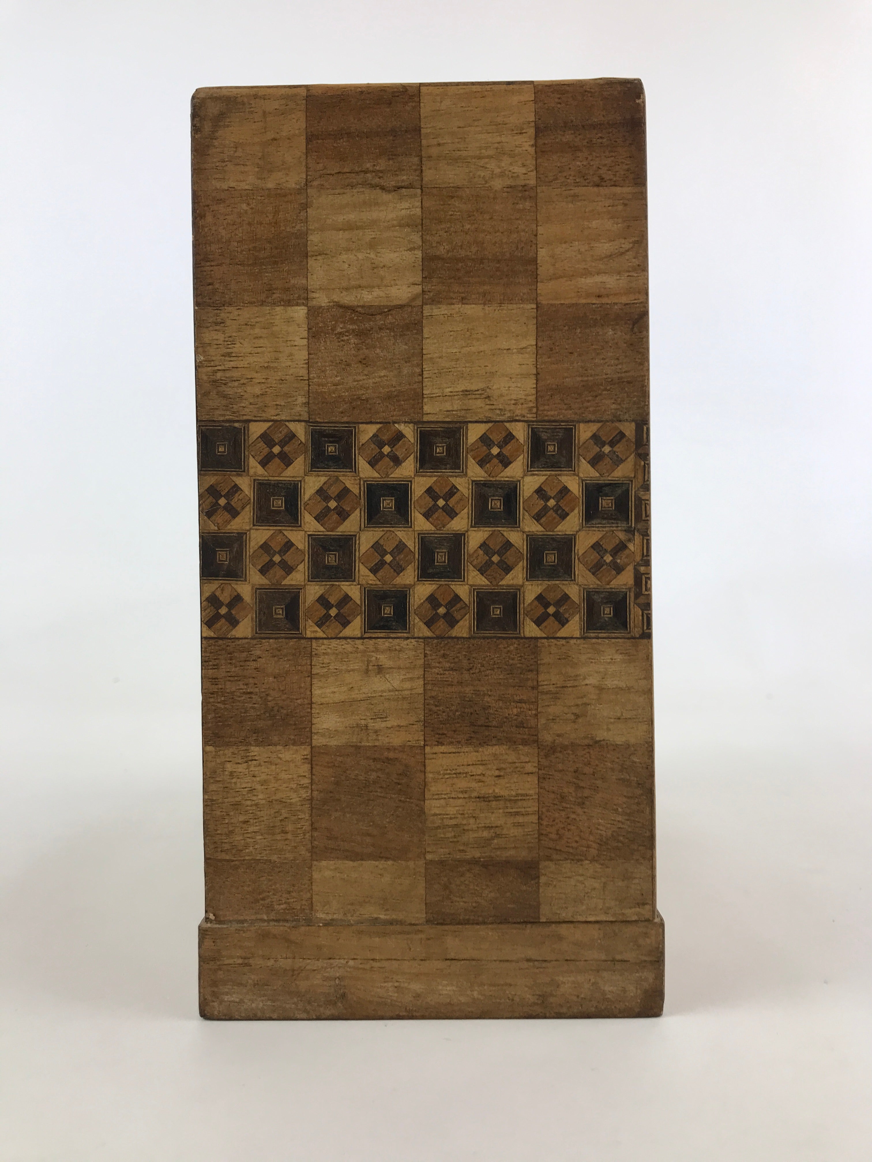 Japanese Wooden Keshobako Cosmetics Jewelry Box Vtg Yosegi-Zaiku 3 Drawers T351