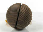 Japanese Wooden Kokeshi Bell Vtg Suzu Brown Round Handmade Craft Yoro KF825