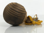 Japanese Wooden Kokeshi Bell Vtg Suzu Brown Round Handmade Craft Yoro KF825