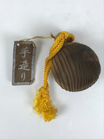 Japanese Wooden Kokeshi Bell Vtg Suzu Brown Round Handmade Craft Yoro KF825
