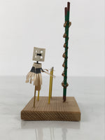 Japanese Wooden Kokeshi Display Vtg Miniature Ladder Flag Edo Fireman KF832