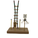 Japanese Wooden Kokeshi Display Vtg Miniature Ladder Flag Edo Fireman KF832