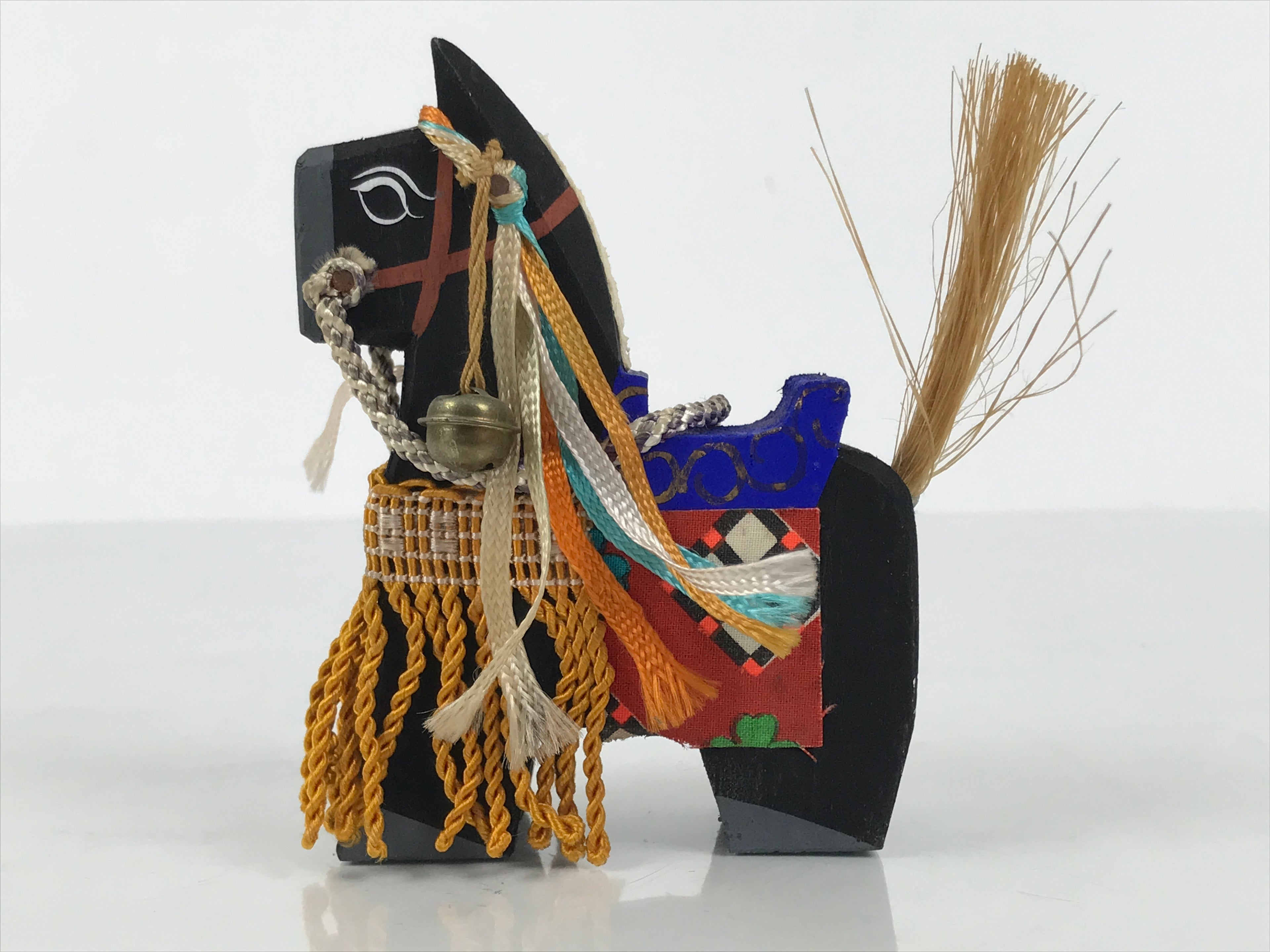 Japanese Wooden Kokeshi Doll Black Horse Decorative Figurine Kazari Uma KF822