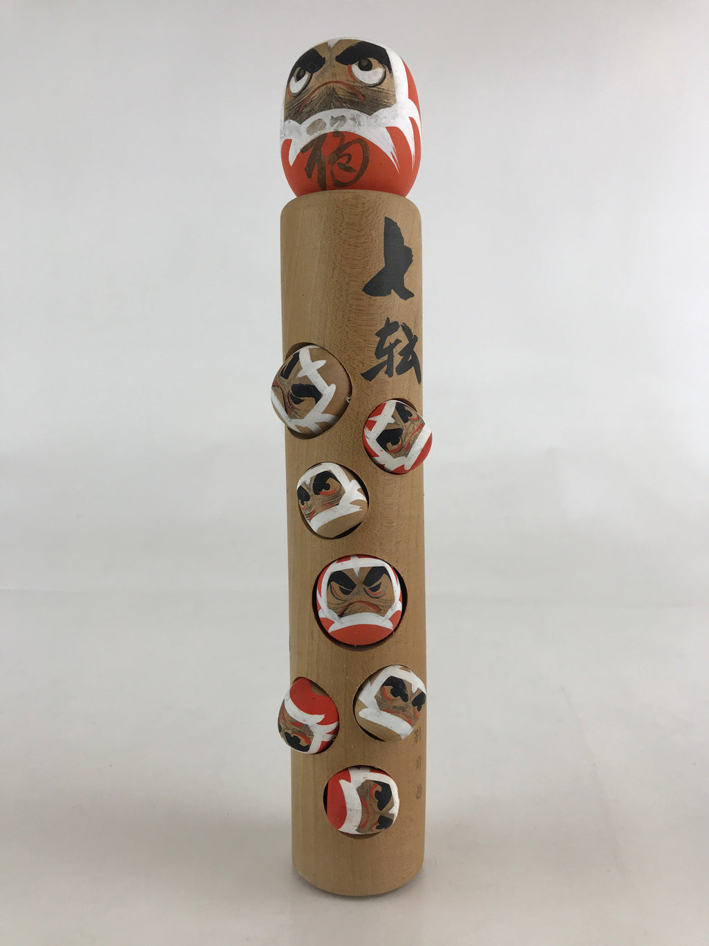 Japanese Wooden Kokeshi Doll Daruma Figurine Traditional Craft Folk Art KF632