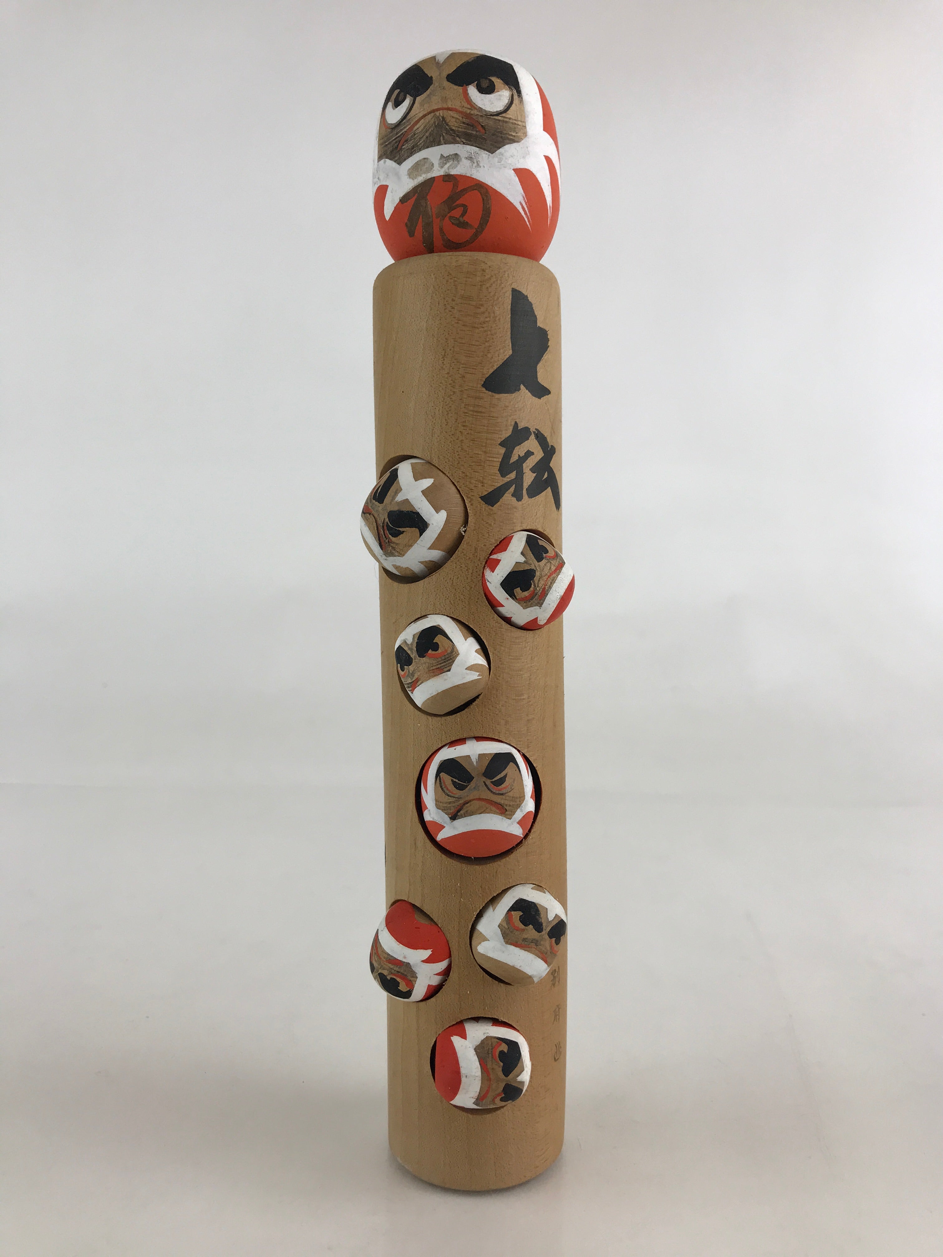 Japanese Wooden Kokeshi Doll Daruma Figurine Traditional Craft Folk Art KF632
