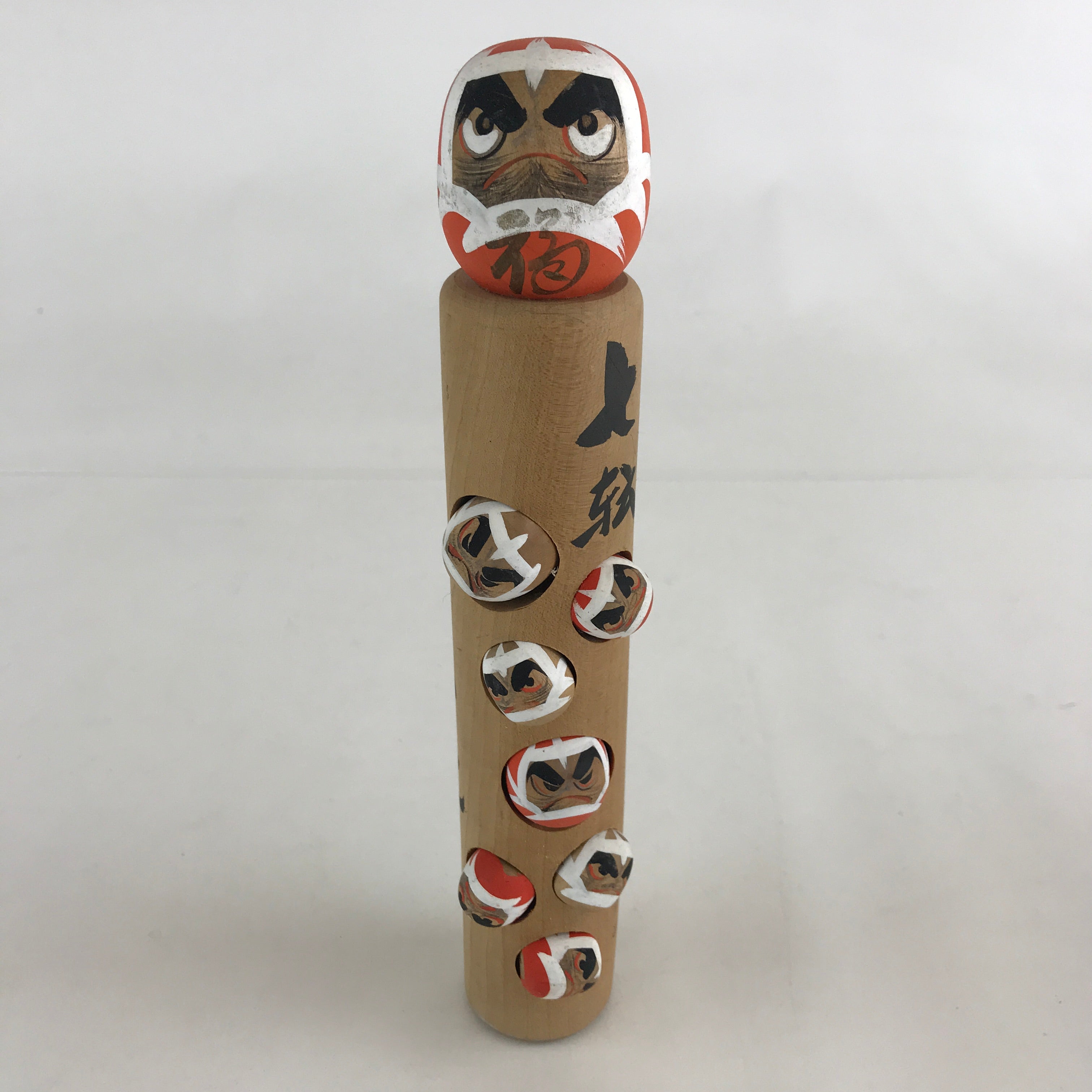 Japanese Wooden Kokeshi Doll Daruma Figurine Traditional Craft Folk Art KF632