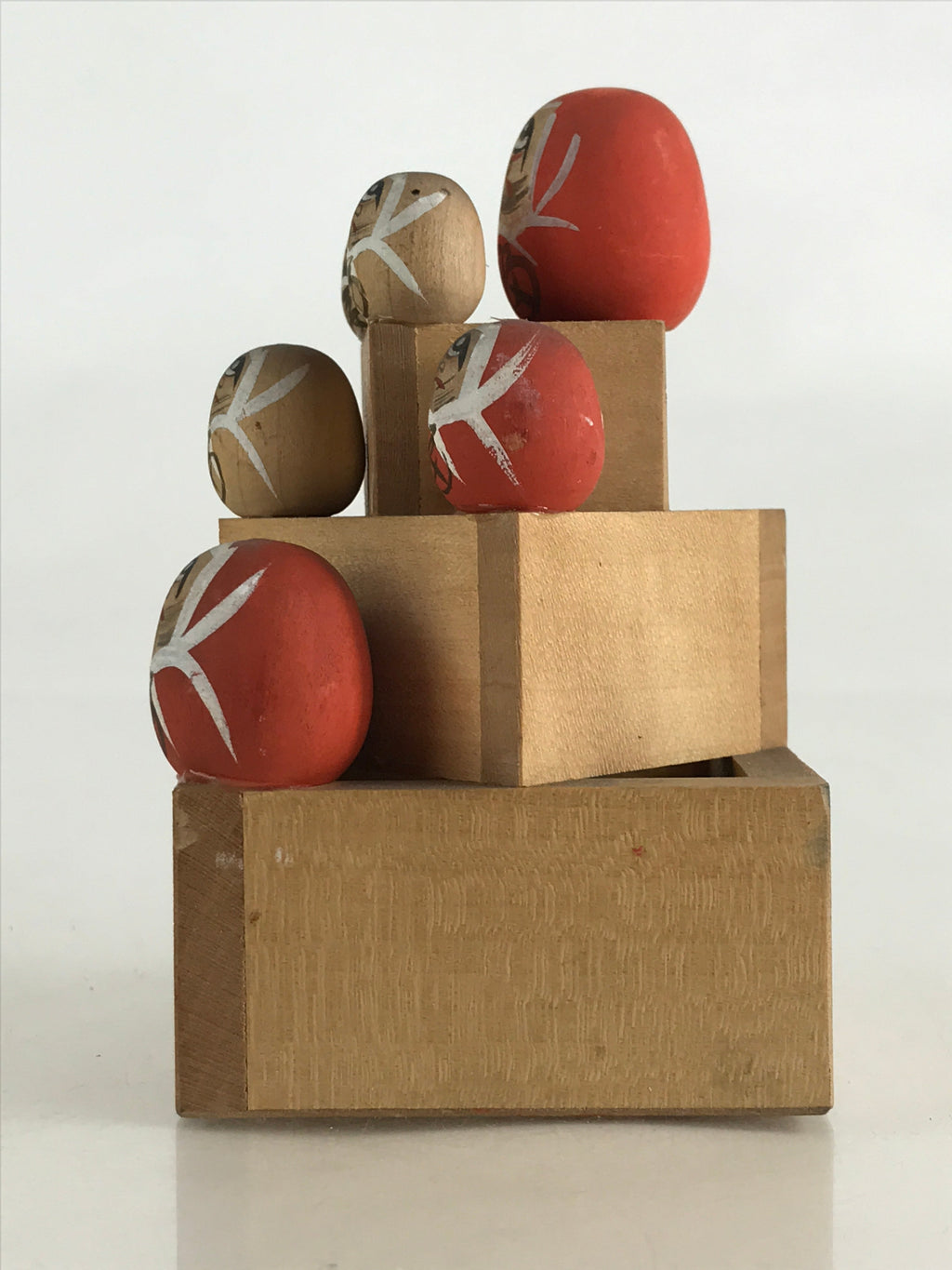 Japanese Wooden Kokeshi Doll Daruma Figurine Traditional Craft Folk Art KF642