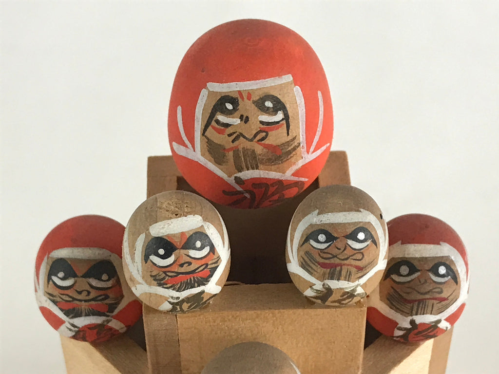 Japanese Wooden Kokeshi Doll Daruma Figurine Traditional Craft Folk Art KF642