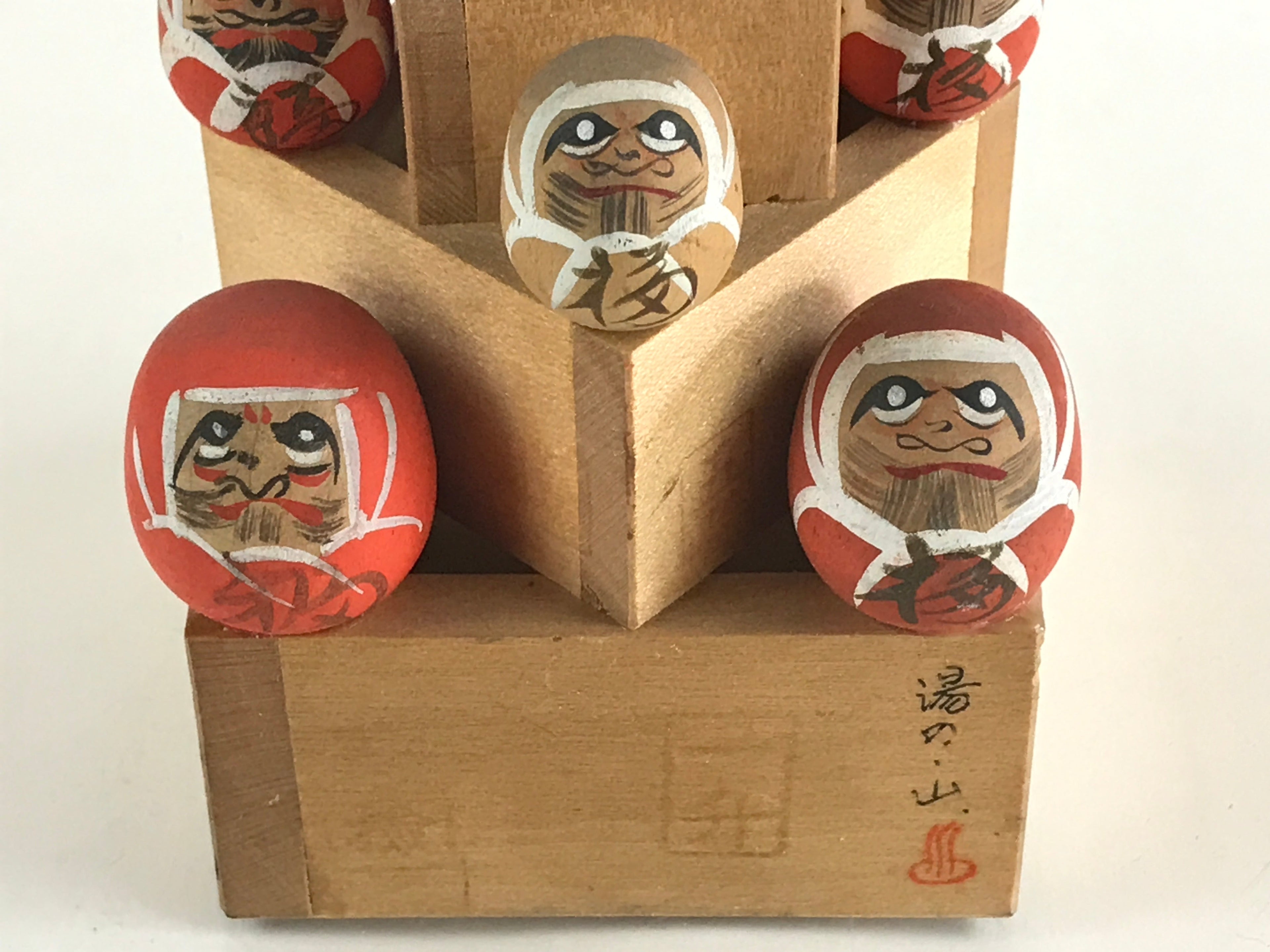 Japanese Wooden Kokeshi Doll Daruma Figurine Traditional Craft Folk Art KF642
