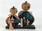 Japanese Wooden Kokeshi Doll Vtg 2 People Mount Koya Matsuo Basho Haiku KF755