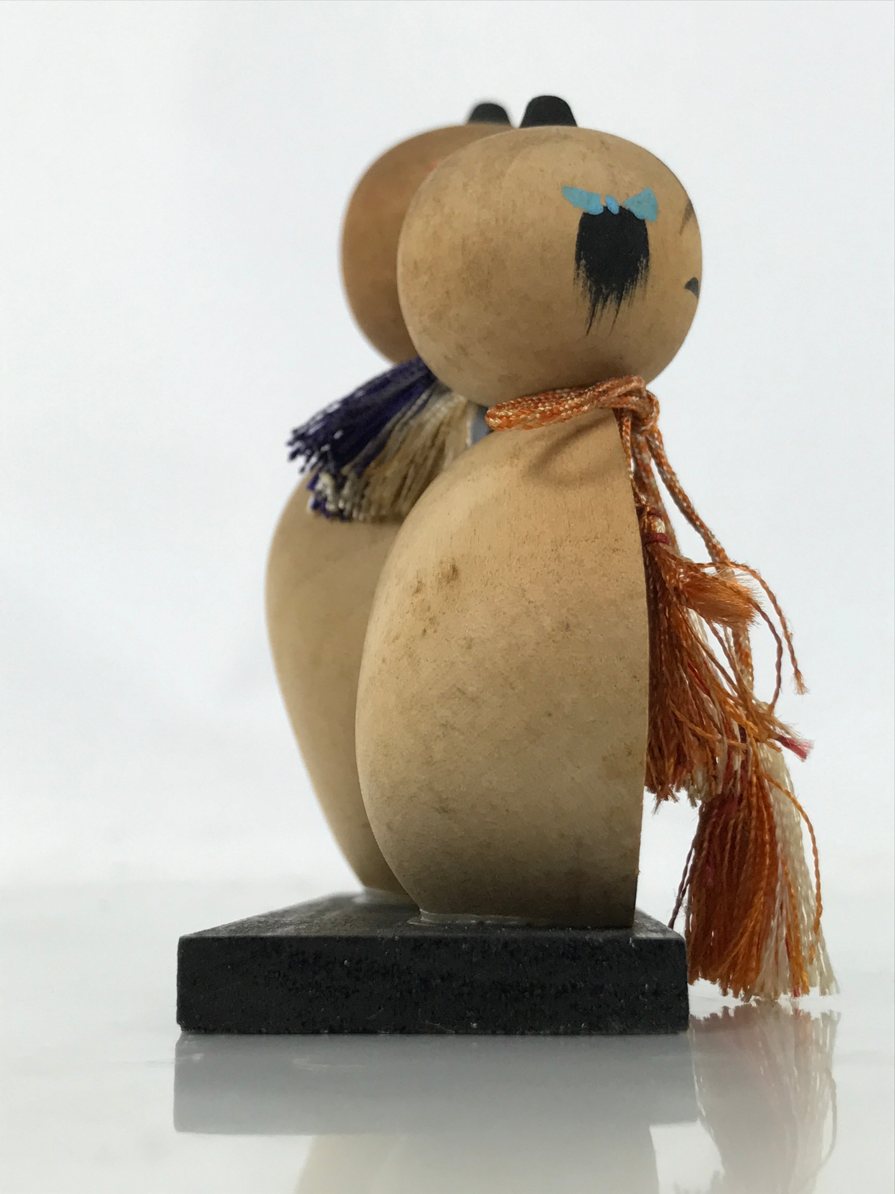 Japanese Wooden Kokeshi Doll Vtg 2 People Mount Koya Matsuo Basho Haiku KF755