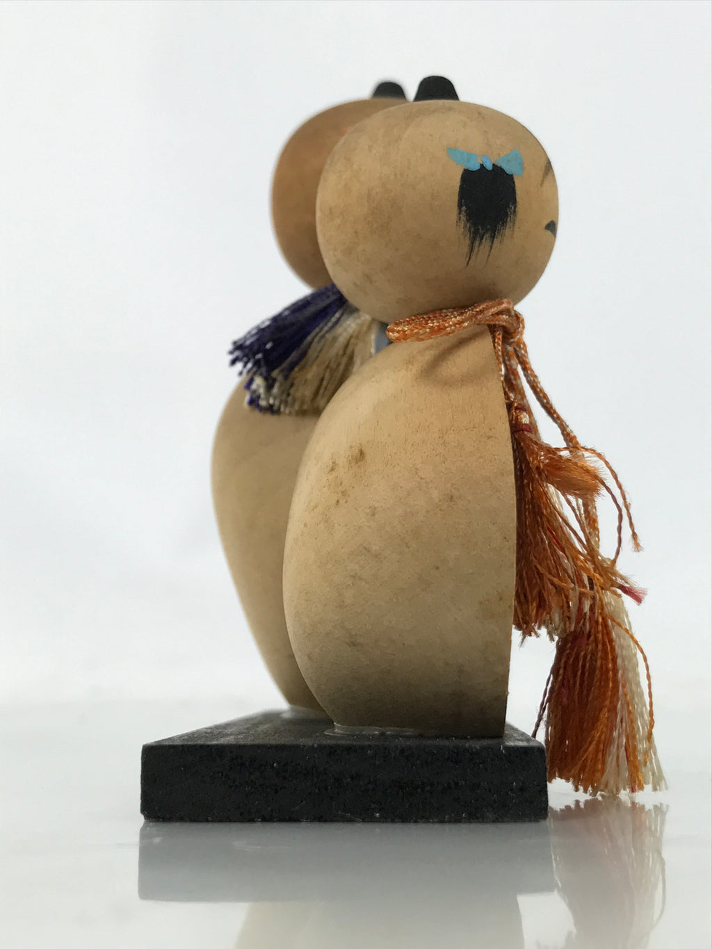 Japanese Wooden Kokeshi Doll Vtg 2 People Mount Koya Matsuo Basho Haiku KF755