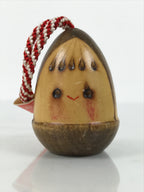 Japanese Wooden Kokeshi Doll Vtg Bamboo Shoot Traffic Safety Amulet Brown KF820