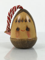 Japanese Wooden Kokeshi Doll Vtg Bamboo Shoot Traffic Safety Amulet Brown KF820