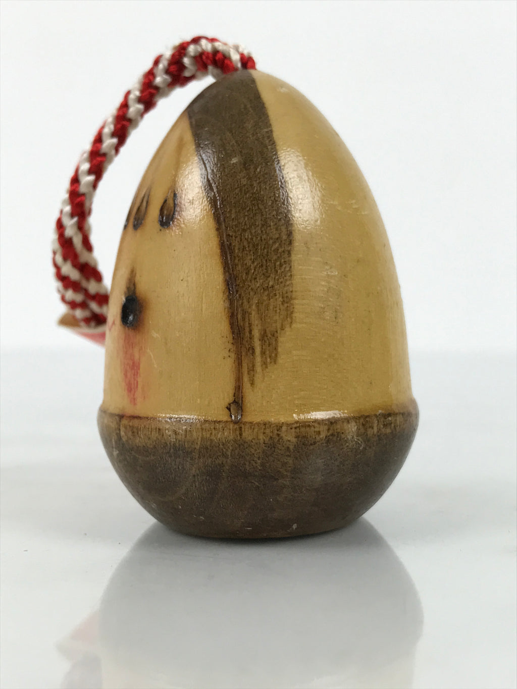 Japanese Wooden Kokeshi Doll Vtg Bamboo Shoot Traffic Safety Amulet Brown KF820