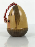 Japanese Wooden Kokeshi Doll Vtg Bamboo Shoot Traffic Safety Amulet Brown KF820