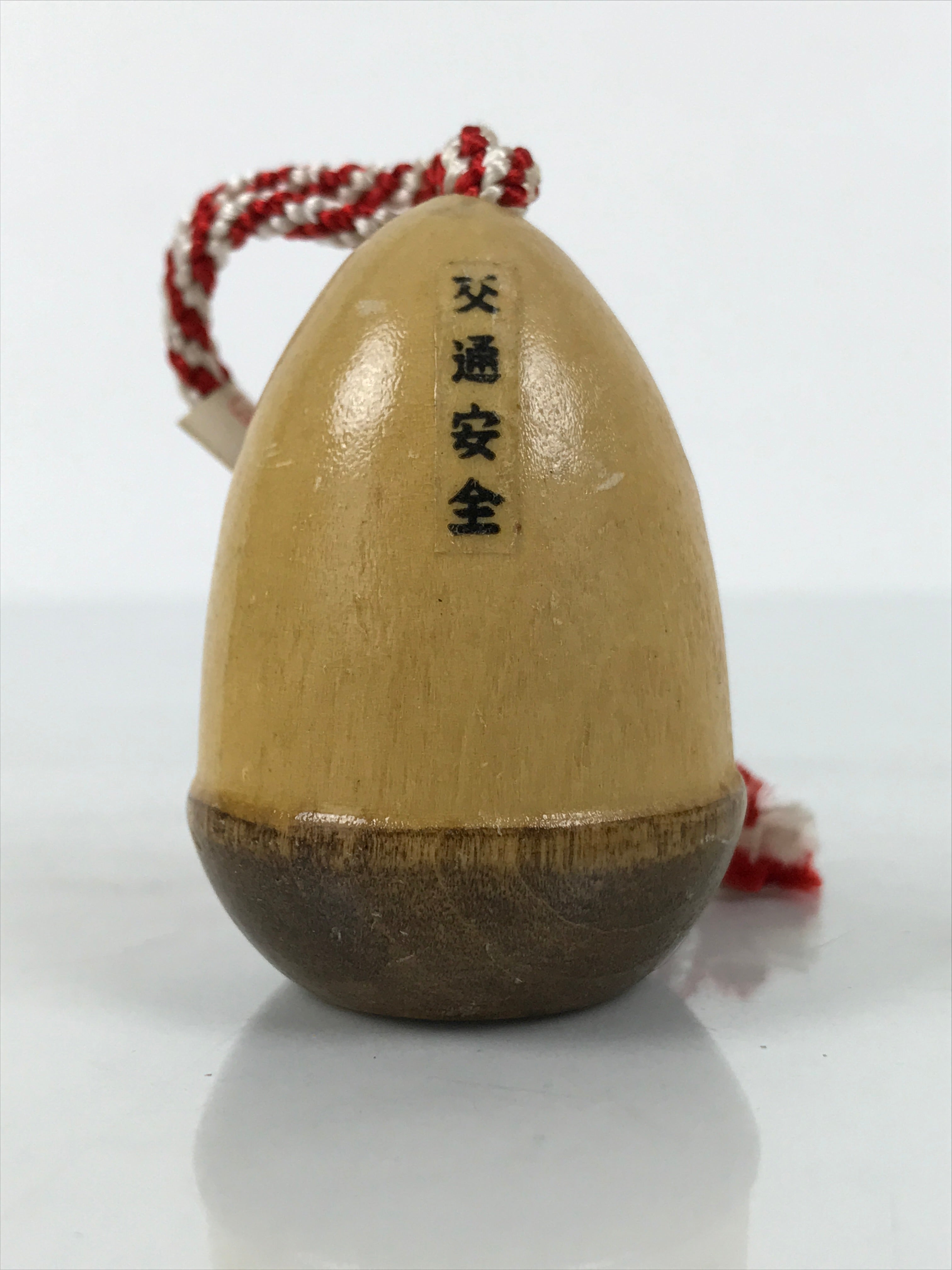 Japanese Wooden Kokeshi Doll Vtg Bamboo Shoot Traffic Safety Amulet Brown KF820