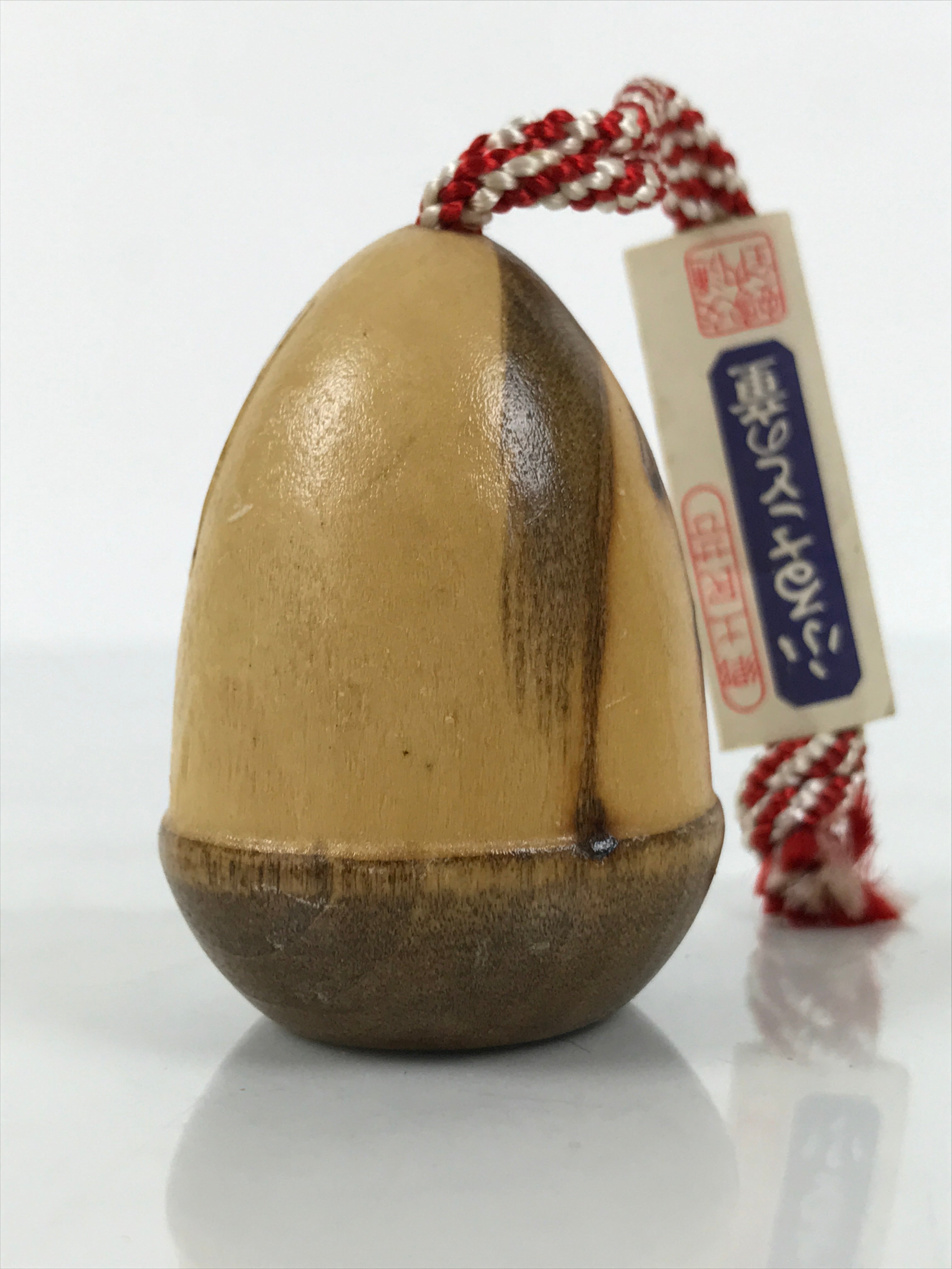 Japanese Wooden Kokeshi Doll Vtg Bamboo Shoot Traffic Safety Amulet Brown KF820