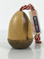 Japanese Wooden Kokeshi Doll Vtg Bamboo Shoot Traffic Safety Amulet Brown KF820