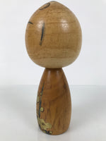Japanese Wooden Kokeshi Doll Vtg Black Gold Plum Flower Traditional Craft KF785