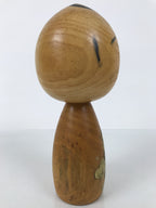 Japanese Wooden Kokeshi Doll Vtg Black Gold Plum Flower Traditional Craft KF785