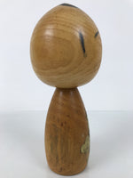 Japanese Wooden Kokeshi Doll Vtg Black Gold Plum Flower Traditional Craft KF785