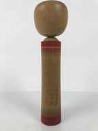 Japanese Wooden Kokeshi Doll Vtg Black Red Brown Traditional Craft Floral KF791