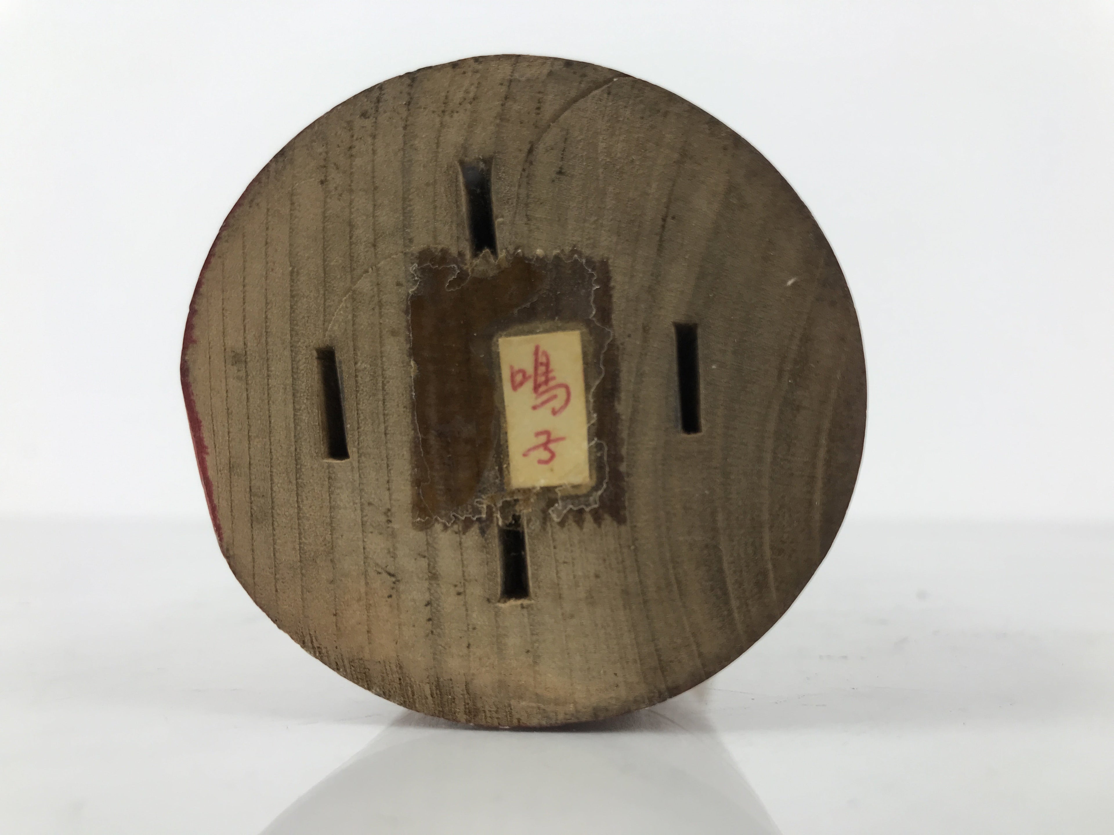Japanese Wooden Kokeshi Doll Vtg Black Red Brown Traditional Craft Floral KF791