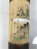 Japanese Wooden Kokeshi Doll Vtg Black Traditional Craft Poem Deer Autumn KF792