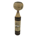 Japanese Wooden Kokeshi Doll Vtg Black Traditional Craft Poem Deer Autumn KF792