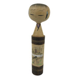 Japanese Wooden Kokeshi Doll Vtg Black Traditional Craft Poem Deer Autumn KF792