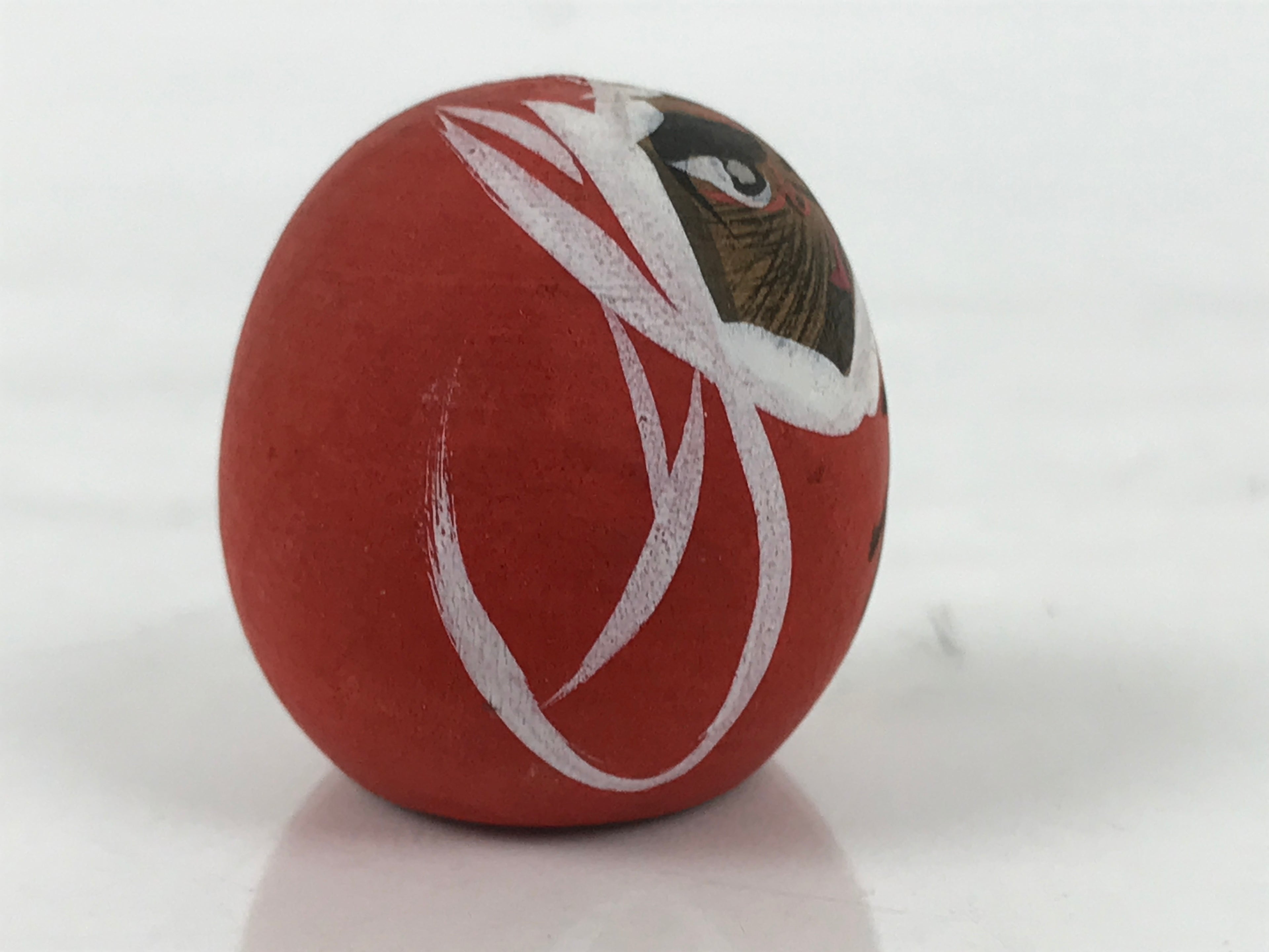 Japanese Wooden Kokeshi Doll Vtg Daruma Figurine Fortune Round Red Small KF826