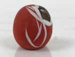 Japanese Wooden Kokeshi Doll Vtg Daruma Figurine Fortune Round Red Small KF826