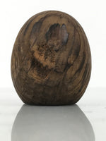 Japanese Wooden Kokeshi Doll Vtg Daruma Figurine Round Brown Black Grain KF814
