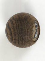 Japanese Wooden Kokeshi Doll Vtg Daruma Figurine Round Brown Black Grain KF814