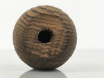 Japanese Wooden Kokeshi Doll Vtg Daruma Figurine Round Brown Black Grain KF814