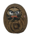 Japanese Wooden Kokeshi Doll Vtg Daruma Figurine Round Brown Black Grain KF814