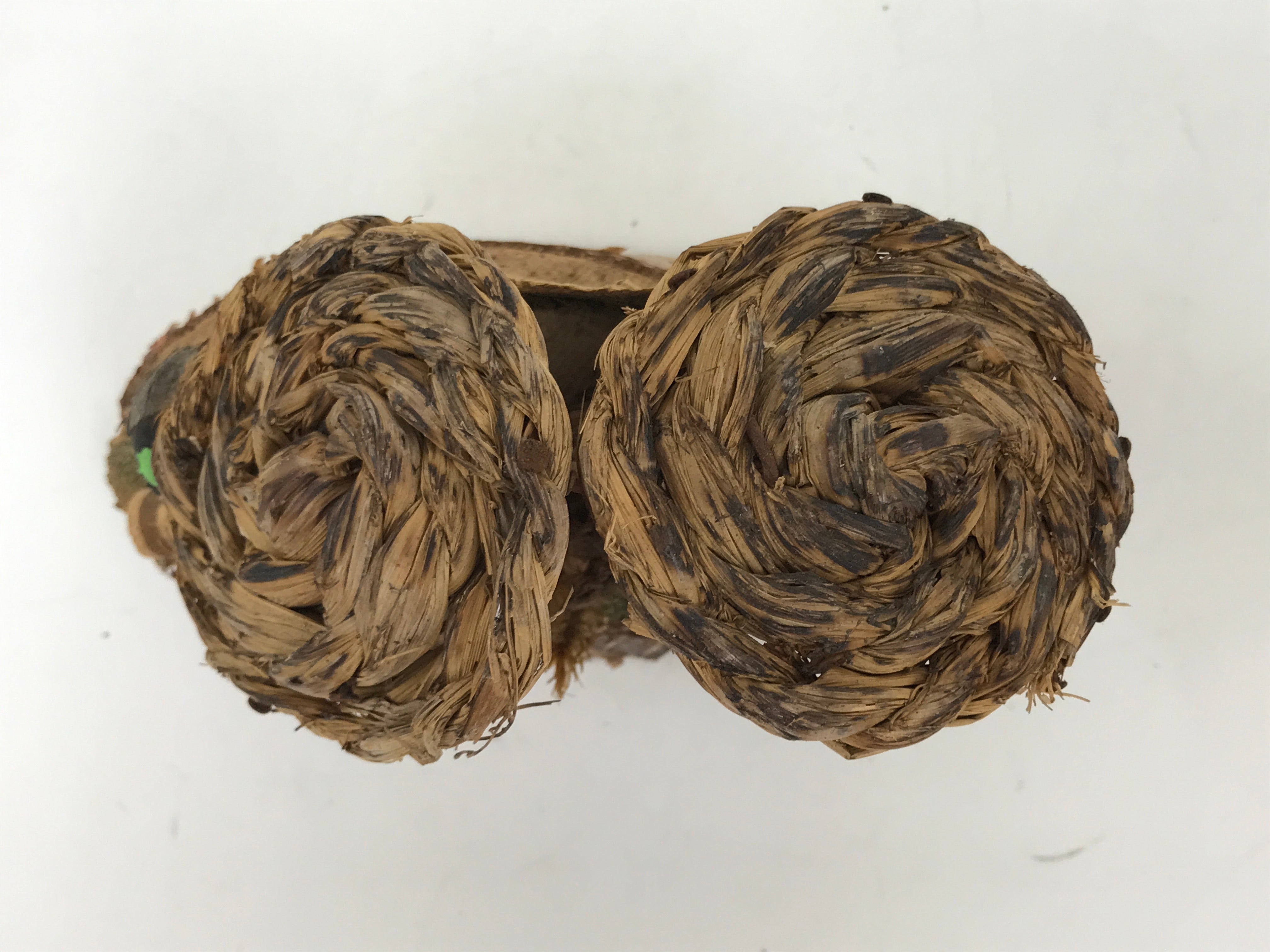 Japanese Wooden Kokeshi Doll Vtg Figurine 2 Kids Straw Mushroom Brown KF761