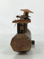 Japanese Wooden Kokeshi Doll Vtg Figurine 3 People Boat Pine Cone Brown KF756