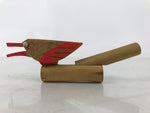 Japanese Wooden Kokeshi Doll Vtg Figurine Bird Whistle Bamboo Hakone Brown KF762
