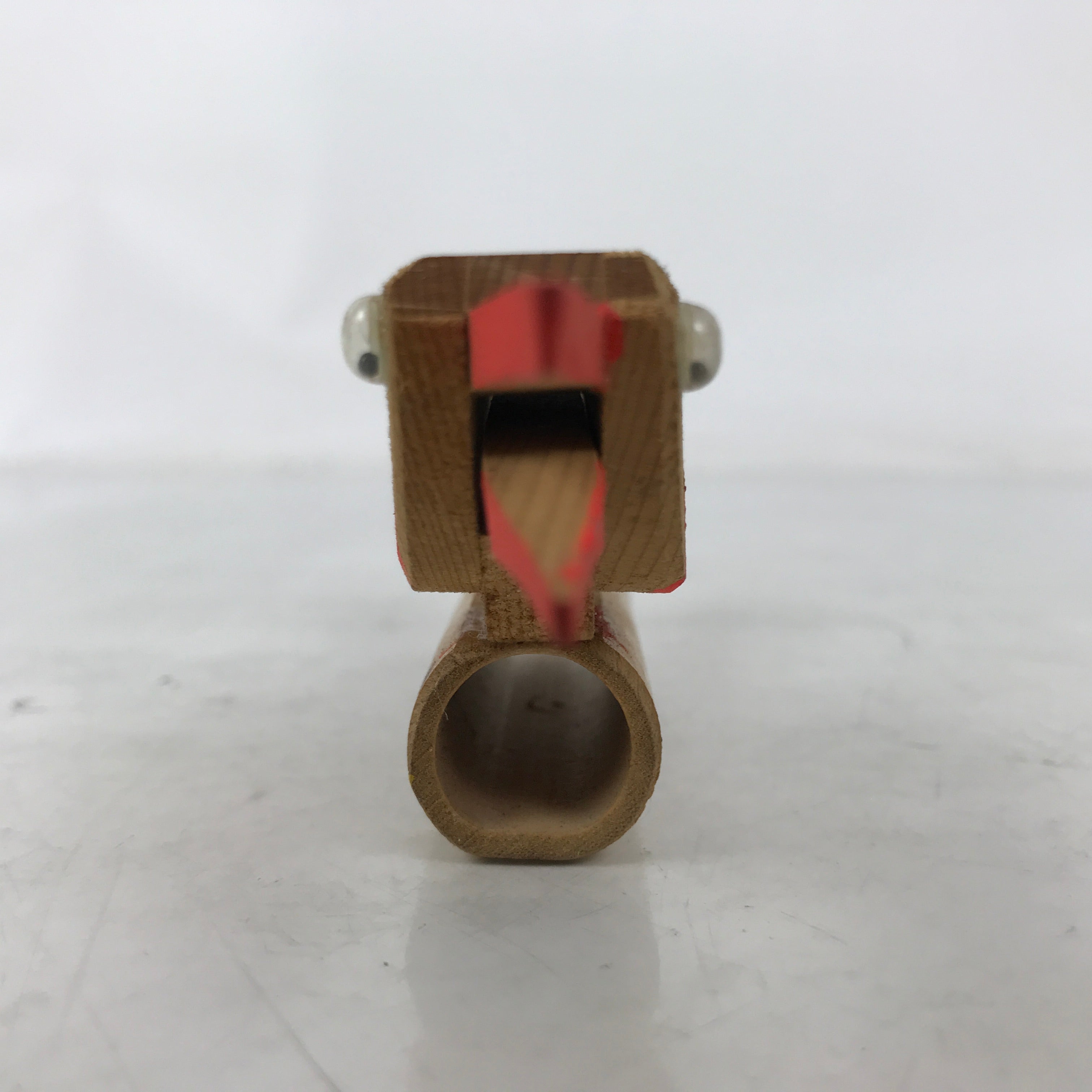 Japanese Wooden Kokeshi Doll Vtg Figurine Bird Whistle Bamboo Hakone Brown KF762