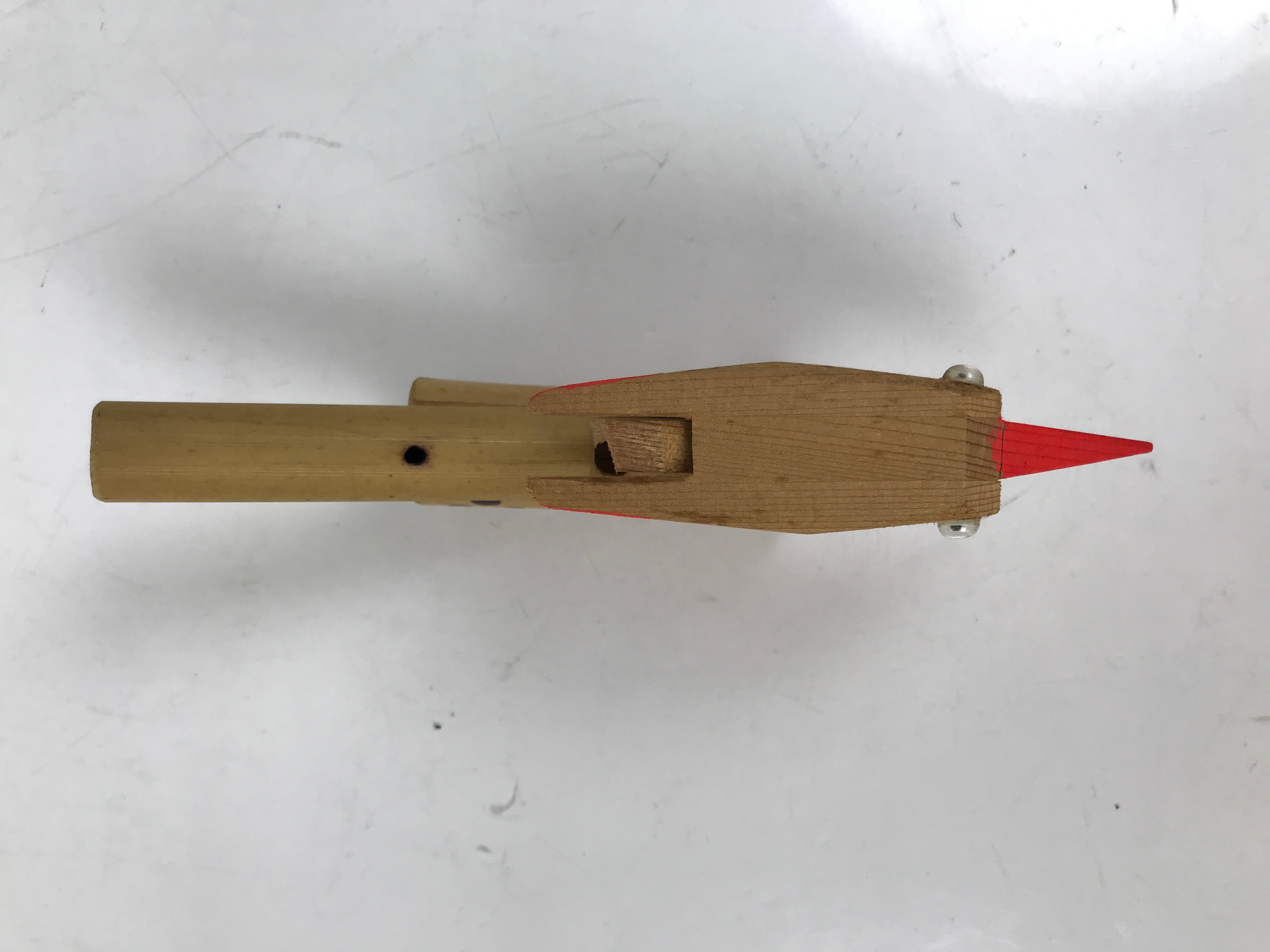 Japanese Wooden Kokeshi Doll Vtg Figurine Bird Whistle Bamboo Hakone Brown KF762