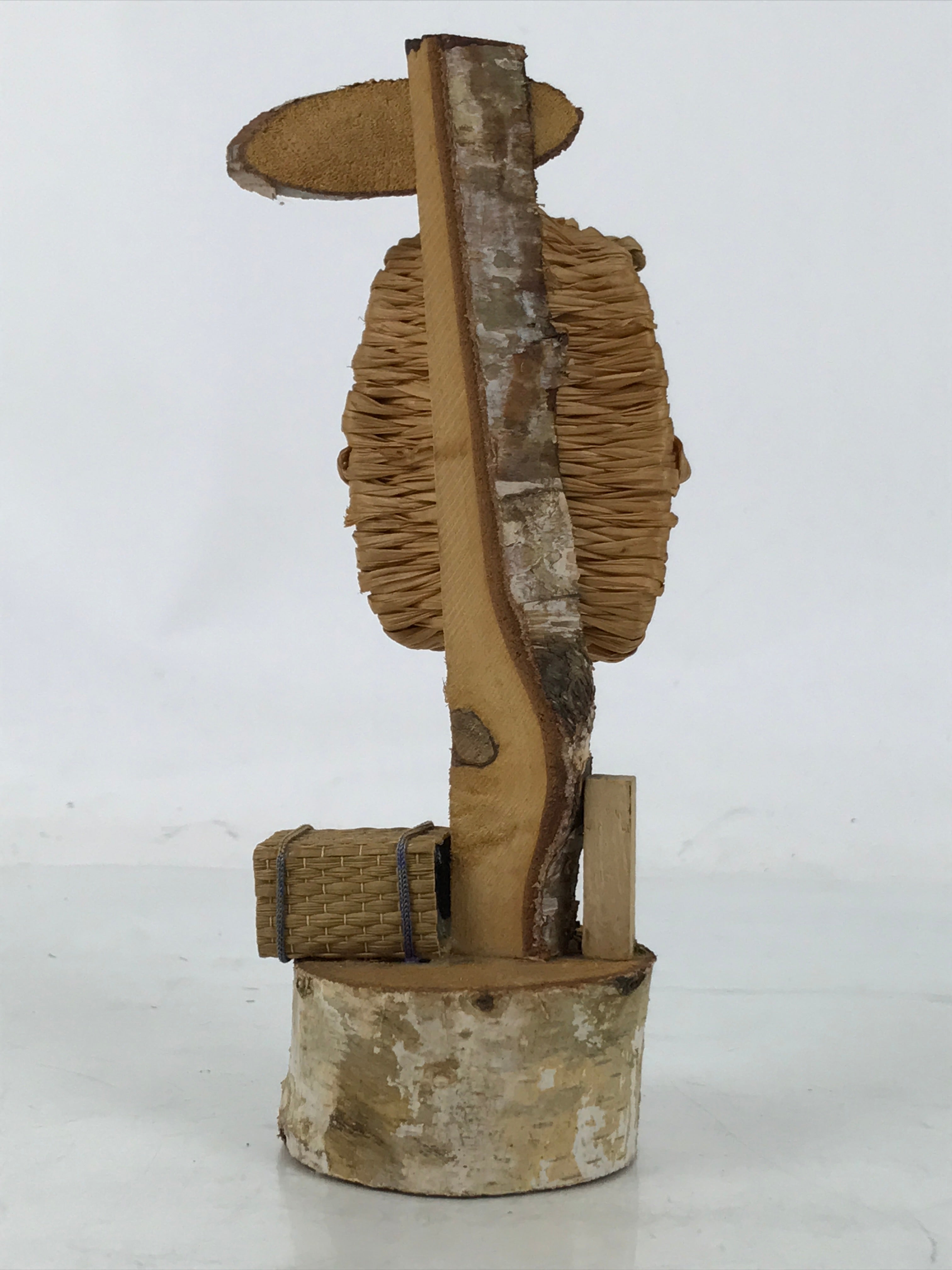 Japanese Wooden Kokeshi Doll Vtg Figurine Boy Girl Straw Sandal Waraji KF753