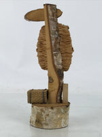 Japanese Wooden Kokeshi Doll Vtg Figurine Boy Girl Straw Sandal Waraji KF753