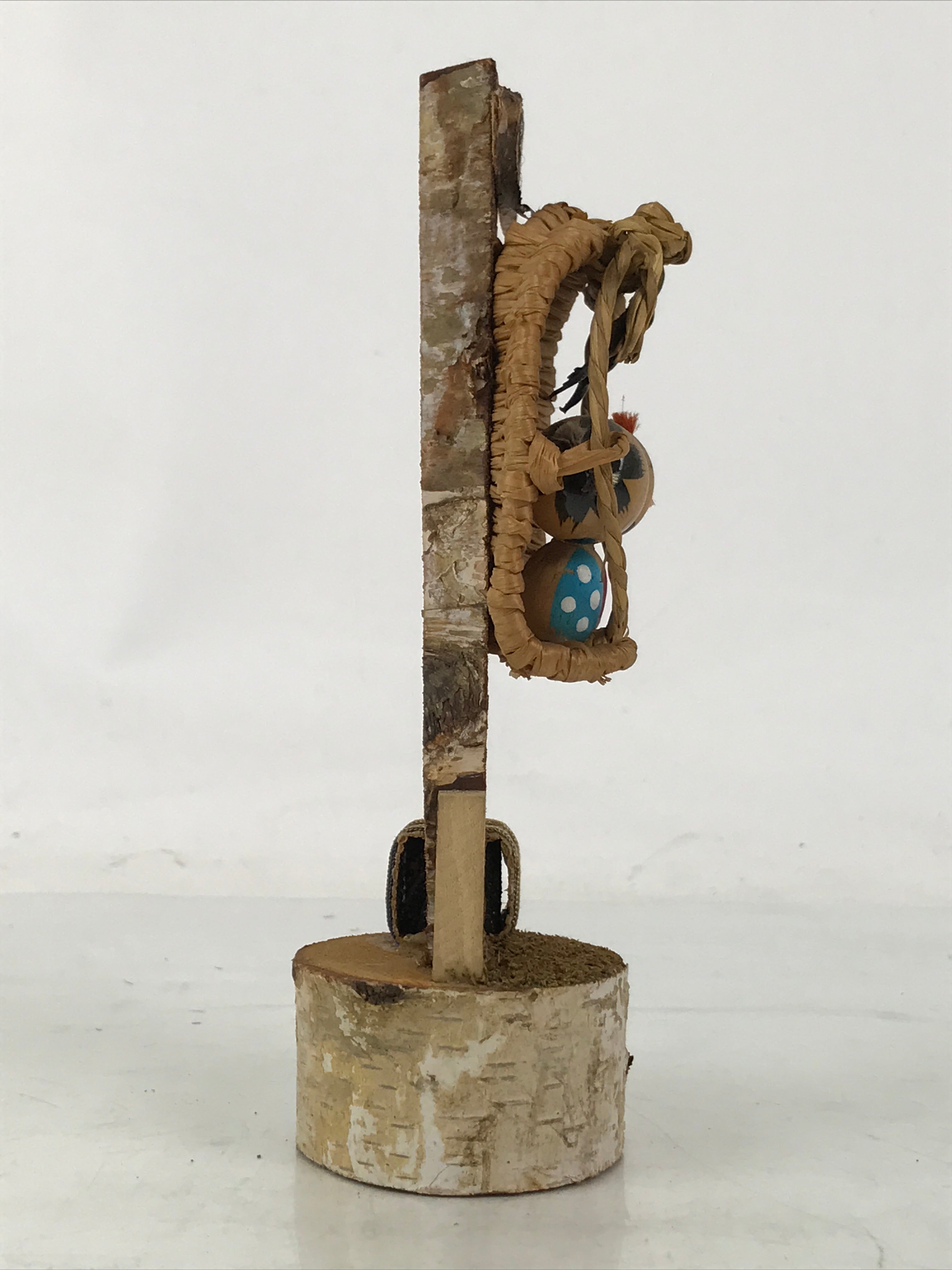 Japanese Wooden Kokeshi Doll Vtg Figurine Boy Girl Straw Sandal Waraji KF753