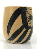 Japanese Wooden Kokeshi Doll Vtg Figurine Daruma Prayer Brown Black Pass KF803