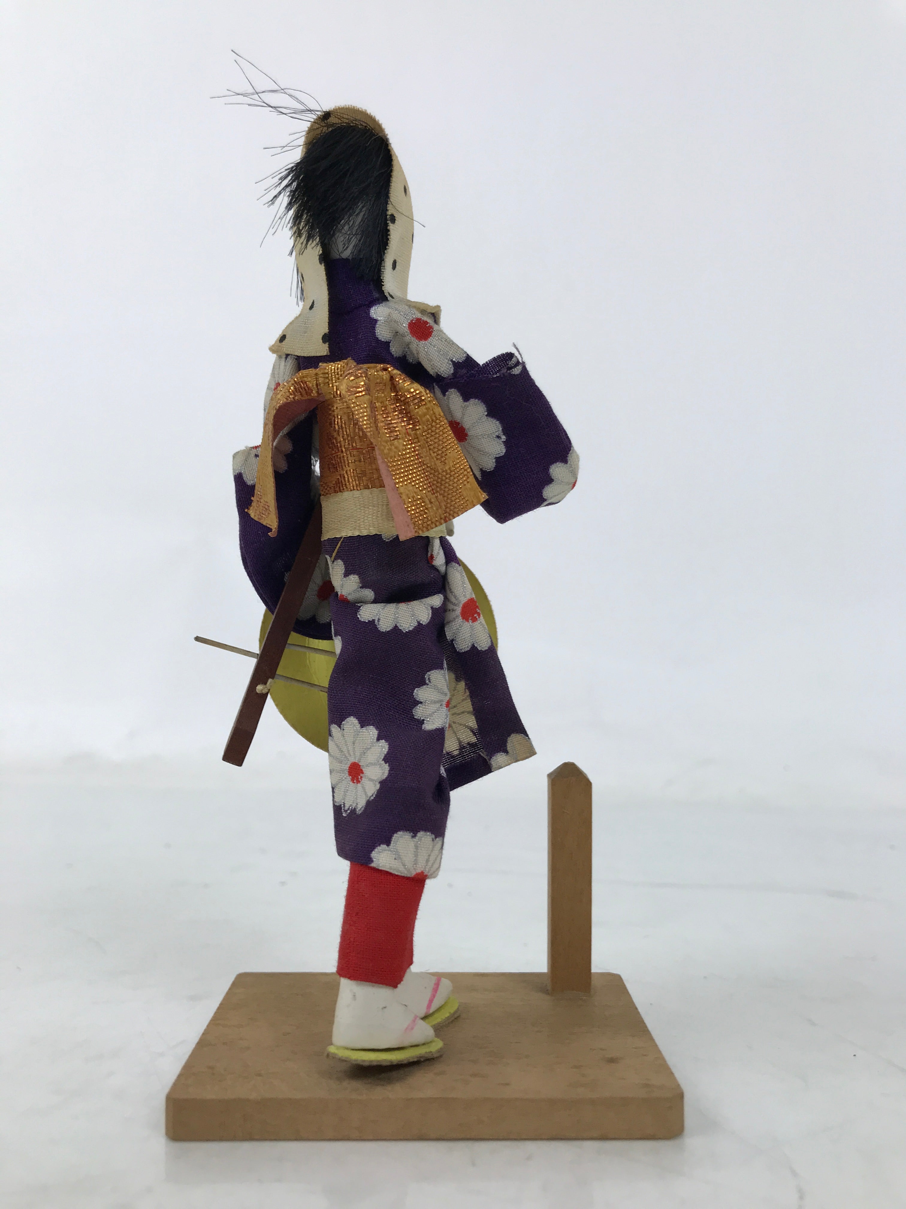 Japanese Wooden Kokeshi Doll Vtg Figurine Girl Kimono Flower Shamisen KF752